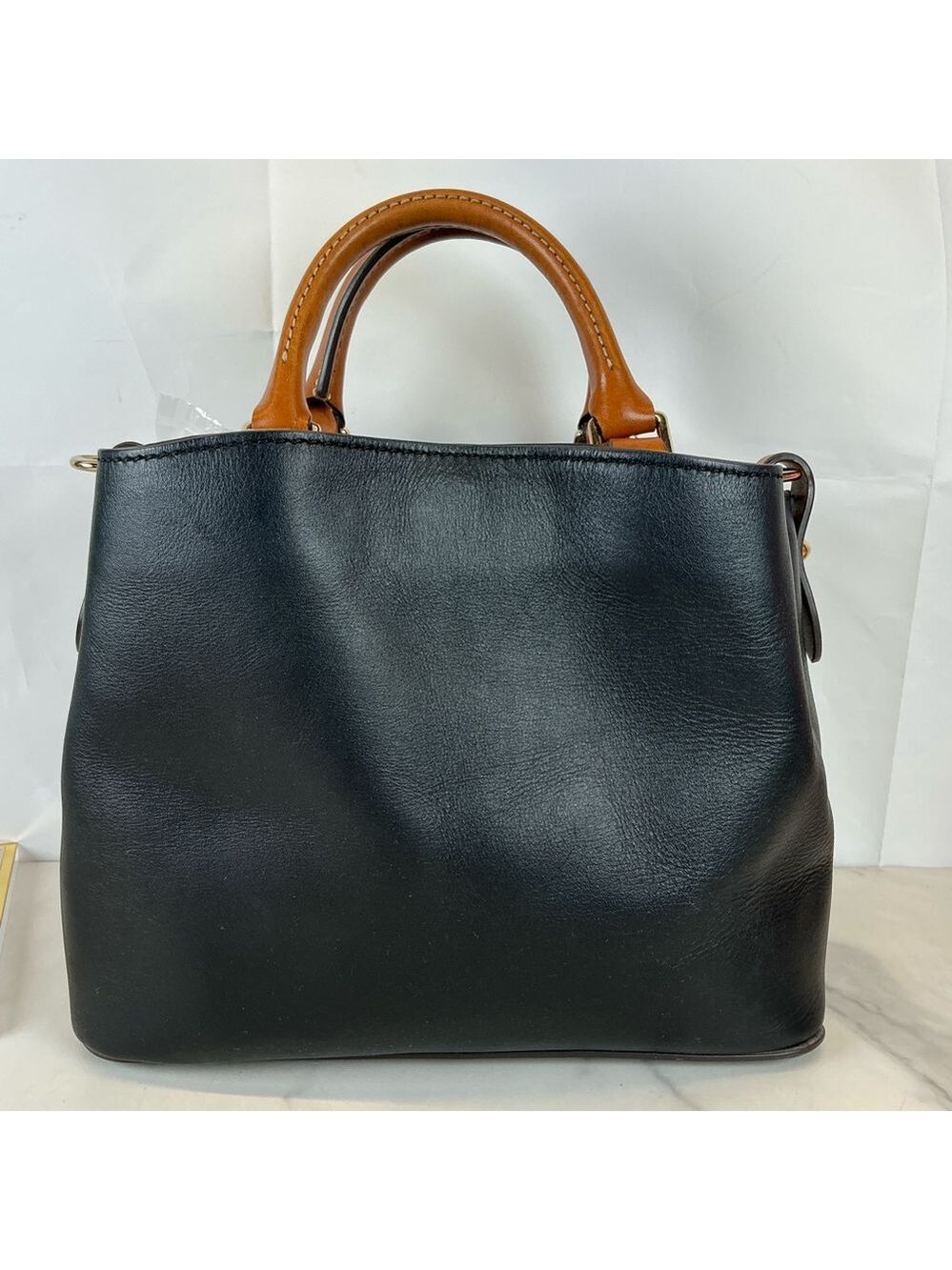 Dooney & Bourke Black Tan City Small Barlow Satchel Bag Hand Crossbody Mini Purs - Picture 9 of 16